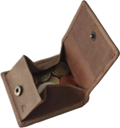 Oi Hunter bruine leren vierkant Kleingeldbeursje / wiener schachtel / klein vierkant vouwportemonneetje voor muntgeld / leren kleingeld bakje / bruin / 200H