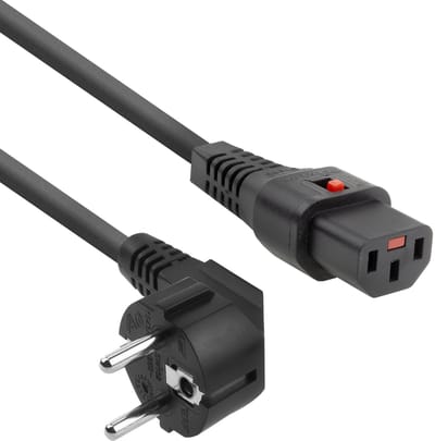 ACT Netsnoer Schuko CEE 7/7 male (haaks) - C13 IEC Lock zwart 3 m, EL234S AK5041