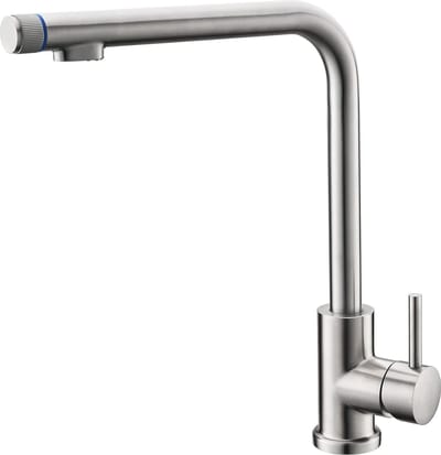 3-weg waterkraan van roestvrij staal | Draaibare keukenkraan voor gefilterd en ongefilterd water | Waterfilter kraan met keramische cartridges
