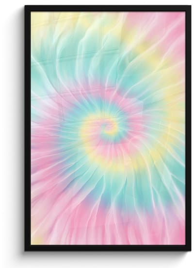 Poster in lijst - Fotolijst 60x90 cm - Posters - Pasteltinten - Tie dye - Roze - Posterlijst zwart - Decoratie - Wanddecoratie woonkamer - Muurdecoratie slaapkamer