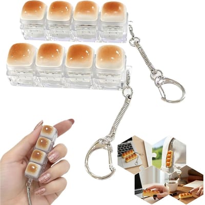 2 Caramel Bread Keyboard Fidget Toys – Helder geluid, stressverlichtende, schattige fidget clicker sleutelhanger, angstverminderend speelgoed voor volwassenen op het werk, op reis en thuis – angstverlichting en concentratiebevordering| Cyslmuk®