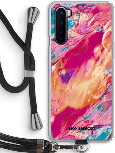 Case Company® - Hoesje met koord geschikt voor OnePlus Nord hoesje met Koord - Pastel Echoes - Telefoonhoesje met Zwart Koord - Bescherming aan alle Kanten en Over de Schermrand