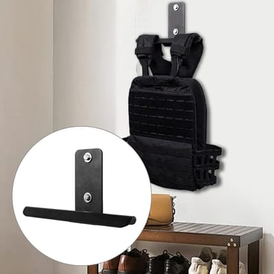 Wandhouder Fitness - Opberger Staal - Sportuitrusting Opbergen - Veilige Bevestiging - 29 x 16 cm - Zwart