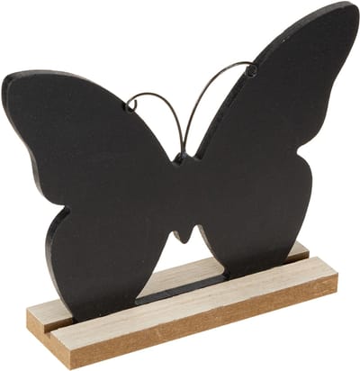 Tafeldecoratie houten decoratie vlinder zwart naturel 15cm 6 stuks, 6