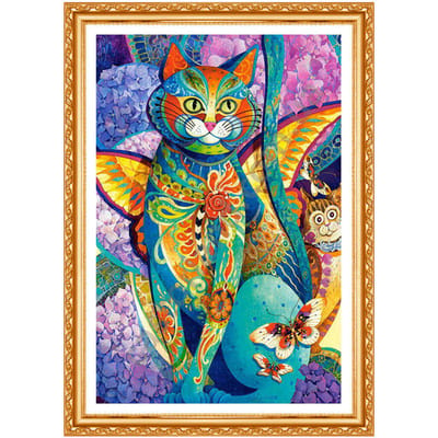 Peinture Diamant 5D DIY Chat Dessin Cristal Broderie Cadeau Diamant Complet Point de Croix Décoration Maison 20X30CM blue