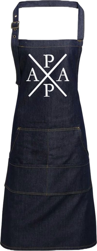 Grappig persoonlijk schort voor de BBQ liefhebber - Papa - Spijkerstof - Blauw - Print