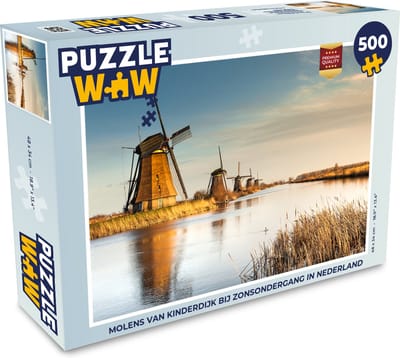 Puzzel Molen - Holland - Landschap - Legpuzzel - Puzzel 500 stukjes