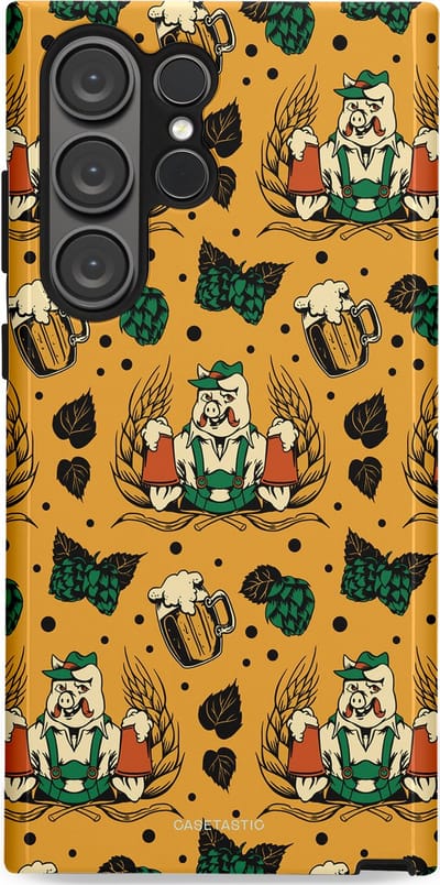 Casetastic hoesje geschikt voor Samsung Galaxy S23 Ultra - Dubbellaagse bescherming - Oktoberpret - Fashion Case - Goud Taupe Donkergroen Donkergrijs