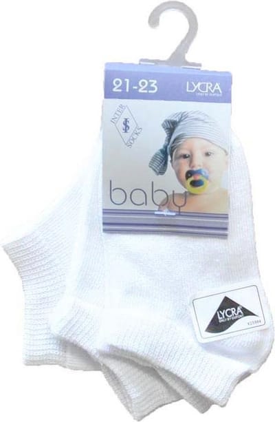 Baby sneaker sokjes - 12 paar witte enkel kousen - naadloos - maat 19/20