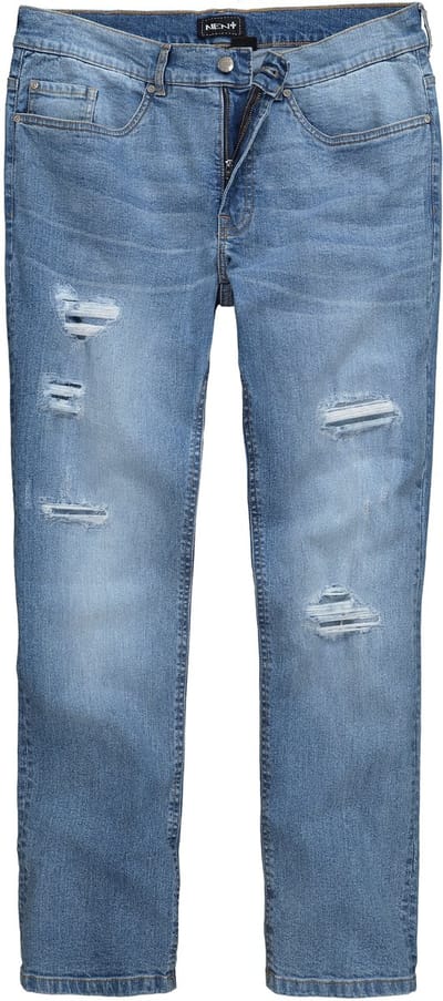 Men Plus - Heren - Jeans Buik-Fit Regular Fit 5-pocket destroyed effect - Blauw denim - Maat 52