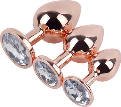 Banoch | Buttplug set van metaal | Aurora - rose goud | wit
