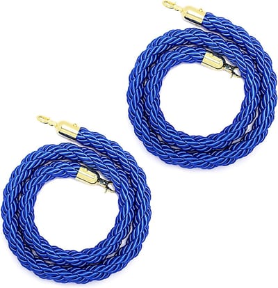 Gouden Haak Touwen - Barrièretouwen - Evenementen Organiseren - Gevlochten Nylon - Set van 2 - Blauw