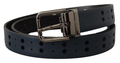 Perforated Leren Riem Blauw
