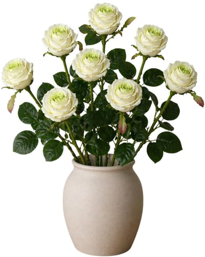 Mica Decorations Kunstbloemen roos Passion - 5x - creme wit - 47 cm - steelbloemen - boeket - sfeer - decoratie