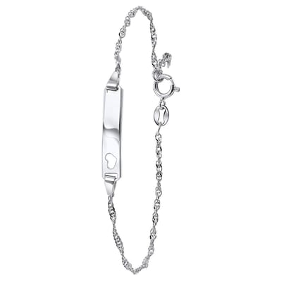 Lucardi Meisjes Armbandje met hanger met plating - Staaf - Cadeau - Echt Zilver - Zilverkleurig