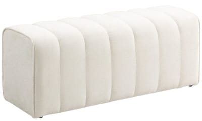 Moderne slaapkamerbank 110 x 40 x 44 cm gestoffeerde bank met houten frame belastbaar tot 220 kg voetenbankj crèmewit Voetenbank Gevuld met schuim met hoge dichtheid, ademend en comfortabel Het doorgestikte ontwerp is modern en stijlvol