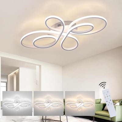 NETTLIFE Plafondlamp LED - Wit - 66cm - 3000-6000K Dimbaar - met Afstandsbediening - Moderne Keukenverlichting - met Creatief ontwerp - voor Slaapkamer | Woonkamer | Hotel - 65W