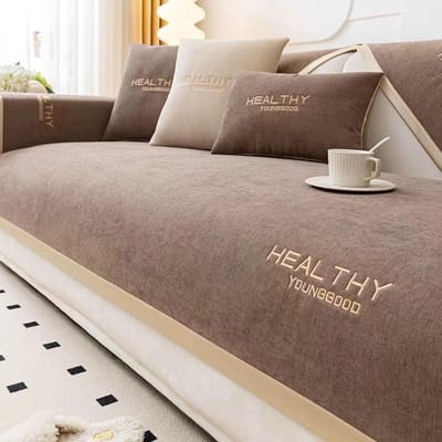Chenille Antislip Bankkussen, Universeel voor Alle Seizoenen, Nieuwe Eenvoudige Kussenhoes, Licht Luxe Geborduurde Bankhanddoek 70*70cm