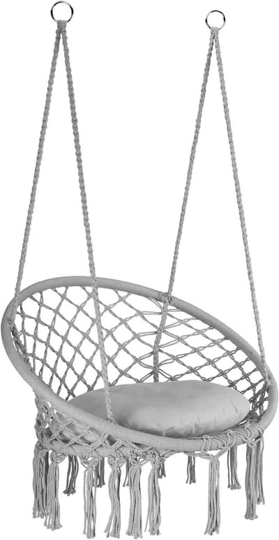 Hangmat Stoel XXL - Schommelstoel Zonder Standaard - Ontspannen Buiten Zitten - Handgemaakte Macramé - 150 kg - Naturel