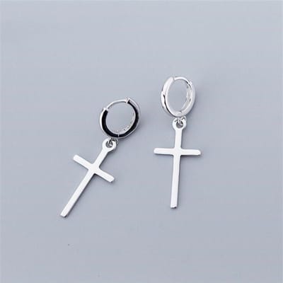 Nieuwe Mode Eenvoudig Kruis 925 Sterling Zilveren Sieraden Oorhaak Temperament Populair Mannen en Vrouwen Oorbellen E029 gray