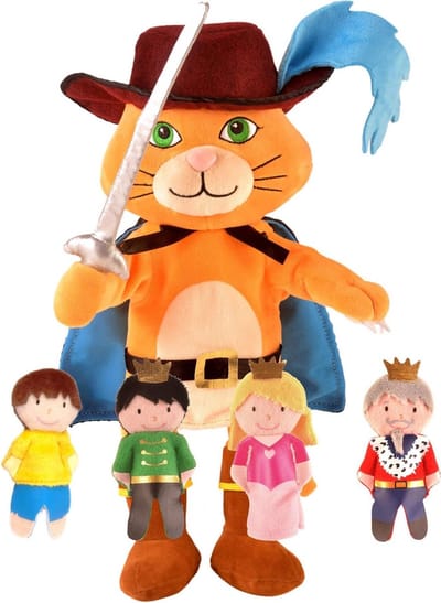 Fiesta Crafts Puss in Boots Hand & Finger Puppet Set