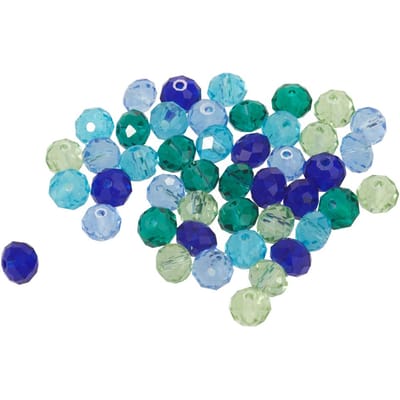 Glas gesneden kralen, 8 mm, 45 stuks - Blauw/Groen