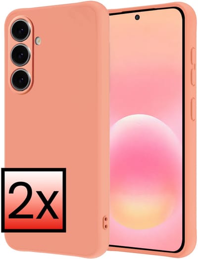 Hoesje - 2 Stuks - Geschikt voor Samsung Galaxy A57 - Sterk & Shockproof - Case Siliconen - Back Cover - Telefoon Hoes - Perzik