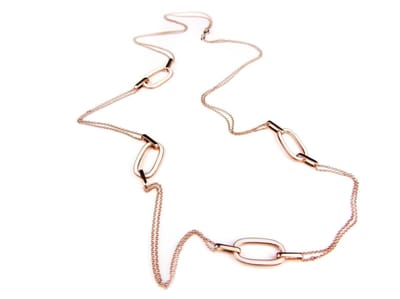 Zilveren halsketting halssnoer collier roos goud verguld Model Email met witte email schakels