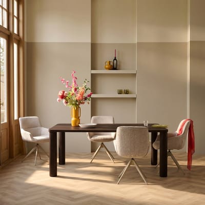 Eettafel Vision - Mangohout Rond - Donkerbruin Afgerond Blad
