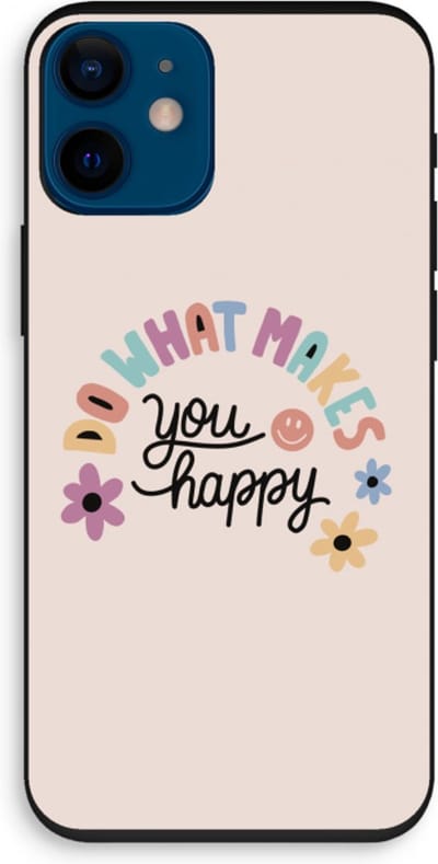 Case Company® - Hoesje geschikt voor iPhone 12 mini hoesje - Happy days - Biologisch Afbreekbaar Telefoonhoesje - Bescherming alle Kanten en Schermrand