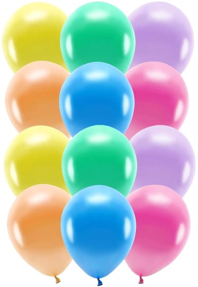 Partydeco ballonnen - 100x stuks - mix kleuren - biologisch afbreekbaar - milieu vriendelijke feestversieringen - rond - feestartikelen