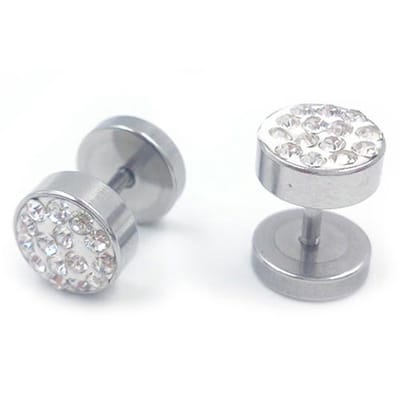 Stalen Stud oorbellen met kristallen 8mm