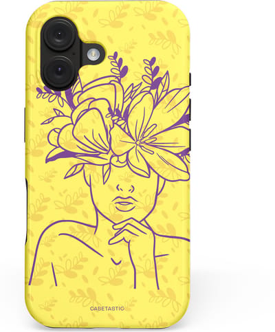 Casetastic hoesje geschikt voor Apple iPhone 16 - MagSafe - Dubbellaagse bescherming - Floral Essence - Fashion Case - Goud Beige