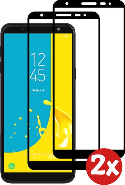 Smartphonica Screenprotector Geschikt voor Samsung Galaxy J6 2018 - Full Cover Tempered Glass with Round Edge - Gehard glas met Afgeronde Hoeken - 2-Pack geschikt voor Samsung Galaxy J6 2018