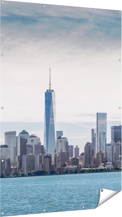 Gards Tuinposter Vrijheidsbeeld in New York - 120x180 cm - Tuindoek - Tuindecoratie - Wanddecoratie buiten - Tuinschilderij