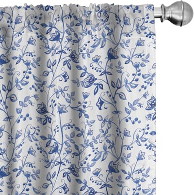ABAKUHAUS Aquarell – Gordijnen – 2x75x225 cm – Blauw/Wit, microvezel