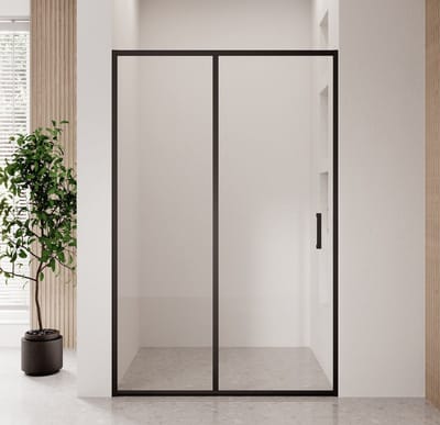 Badplaats Douchewand Calgary 100 x 190 cm – 6 mm Transparant Veiligheidsglas – Inclusief Schuifdeur – Inloopdouche – Zwart