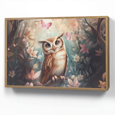Nachtlampje 90x60 cm - Kinder lamp - Uil - Bos - Bloemen - Vlinders - Tafellamp kinderkamer draadloos - Slaapkamer lampje - Bedlamp kinderen - Kinderlampje - Wandlamp babykamer - Nachtlampjes