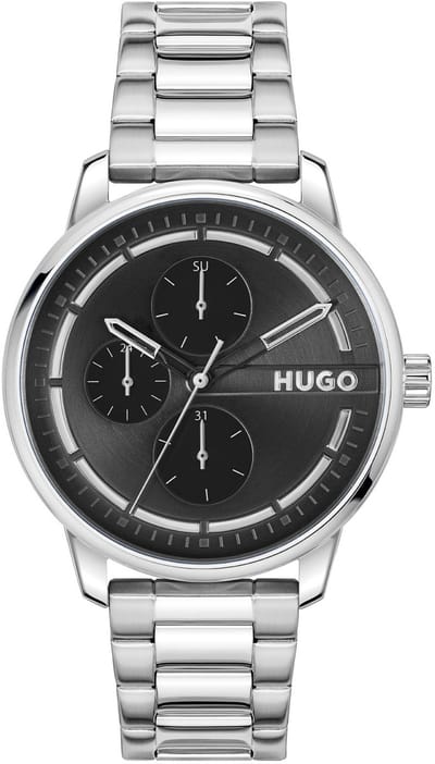 HUGO HU1530368 #STAMP MULTI Heren Horloge - Mineraalglas - Staal - Zilverkleurig - 44 mm breed - Quartz - Vouw/Vlindersluiting - 3 ATM (spatwater)