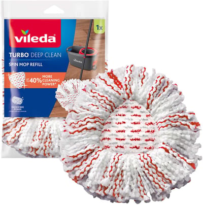 Vileda Turbo Deep Clean Vervanging - 1 per verpakking - Geschikt voor alle centrifugesystemen van Vileda - +40% extra reinigingsvermogen - Voor harde vloeren