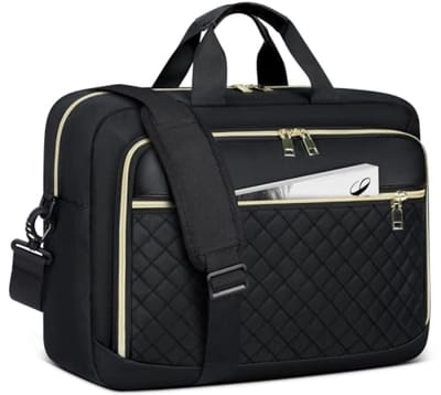 Laptoptas 17,3 inch, waterdicht, grote schoudertas met veel vakken, voor kantoor en universiteit, Zwart