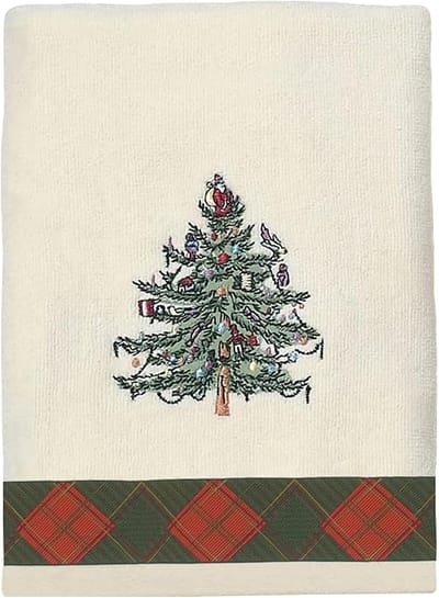 Merkloos Handdoek Kerstboom Tartan 100% Katoen 40x71cm