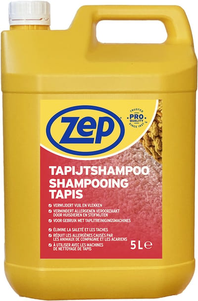 ZEP Tapijtshampoo 5 L – Dieptereiniger voor Tapijt en Vloerkleden met Vlekbestendige Toevoegingen – Voor Stoom- en Reinigingsmachines – Vermindert Huisstofmijt – Voordeelverpakking