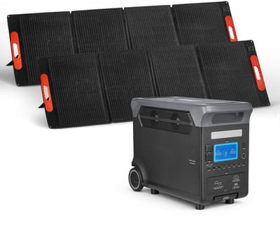Draagbare Powerstation - Zonnegenerator Set - Omvormer 3000W - LiFePO4-Accu 3072Wh - Zonnepanelen 2x 200W (400W) - 13 Uitgangen - Noodstroom Voor Thuis, Camping & Camper