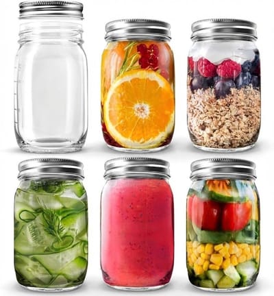 SNJY® Overnight Oats Potjes - Glazen Potjes met Deksel - Mason Jar - Weckpot - 4x490ml - Transparant