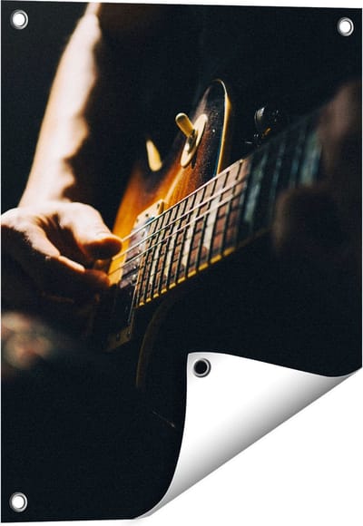Gards Tuinposter Man Speelt Gitaar - 40x50 cm - Tuindoek - Tuindecoratie - Wanddecoratie buiten - Tuinschilderij