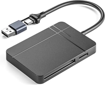NÖRDIC CRD-027 Kaartlezer - USB-A, USB-C 3.1 5Gbps - SD/MicroSD/CF/TF/MS - UHS-II - 1TB