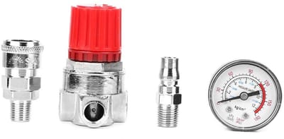 Allecto - HighFlow Spray Gun - Lucht Druk Regulator met Drukmeter - Precisie - 0 tot 180 PSI - Spuitpistool - Luchtdruk Accessoires - Verf en Coatings