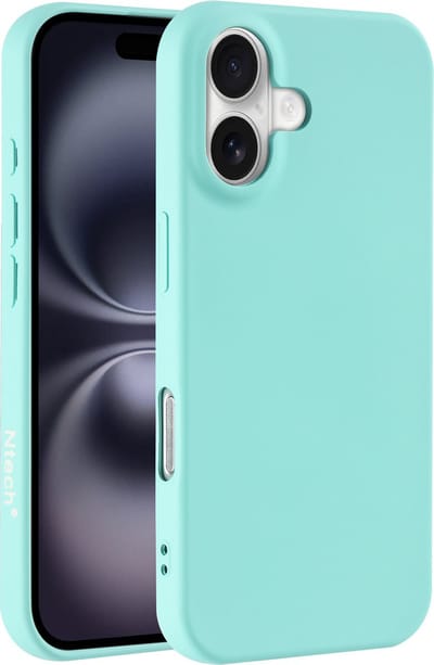 Hoesje Geschikt voor iPhone 16 Plus – Zacht siliconen liquid backcover – Mint Groen