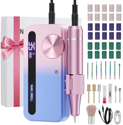 Novendo Goods - Nagelboormachine 35000 RPM oplaadbaar - Elektrische nagelfrees met LCD display en 13 bits - Professionele manicure set voor gel en acryl nagels